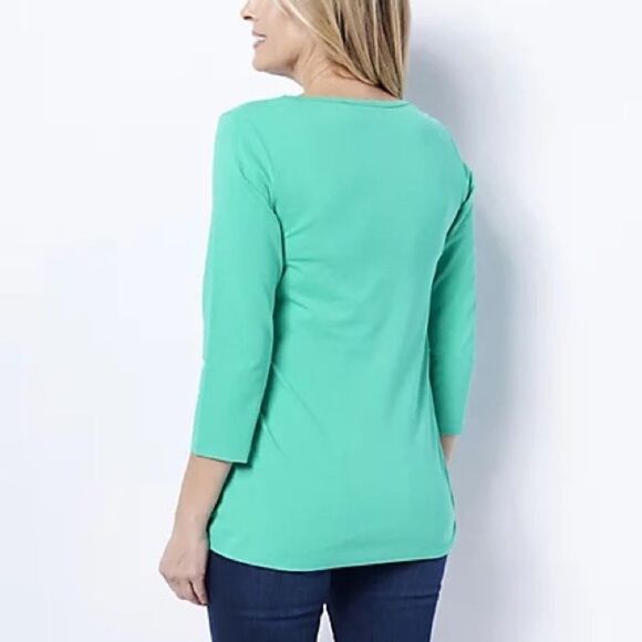 Attitudes by Renee Washed Cotton Jersey Tee with Scoop Neck - Picture 2 of 4